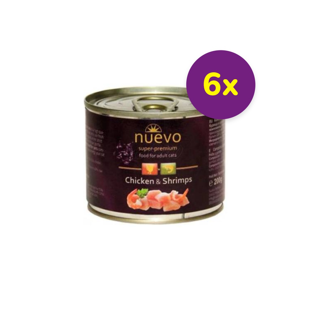 NUEVO cat Adult Chicken & Shrimps bal. 6 x 200 g konzerva